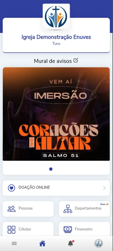 Tela principal do enuves no smartphone