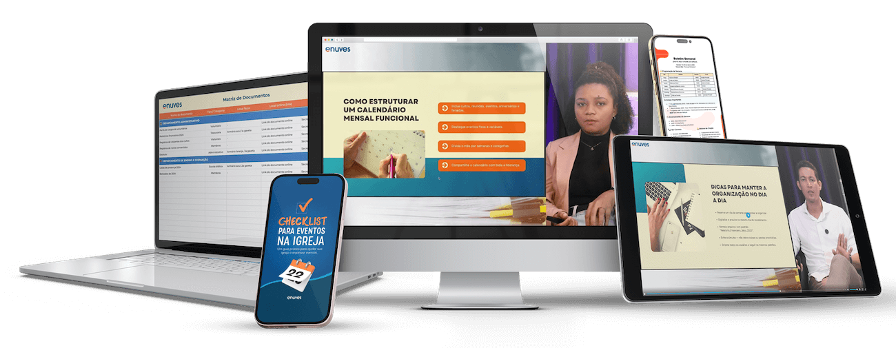 Mockup do Curso de Secretaria para Igrejas
